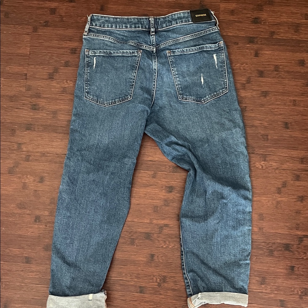 Express Blue Distressed Boyfriend Jeans - Picture 4 of 6